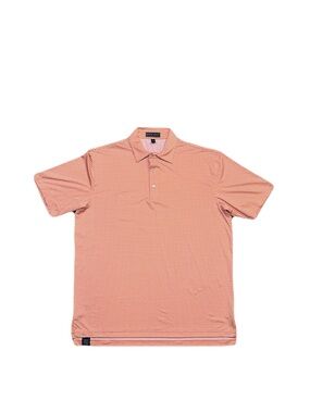 Peter Millar Polo Shirt Men's L Orange Polka Dot Summer Comfort Stretch Golf